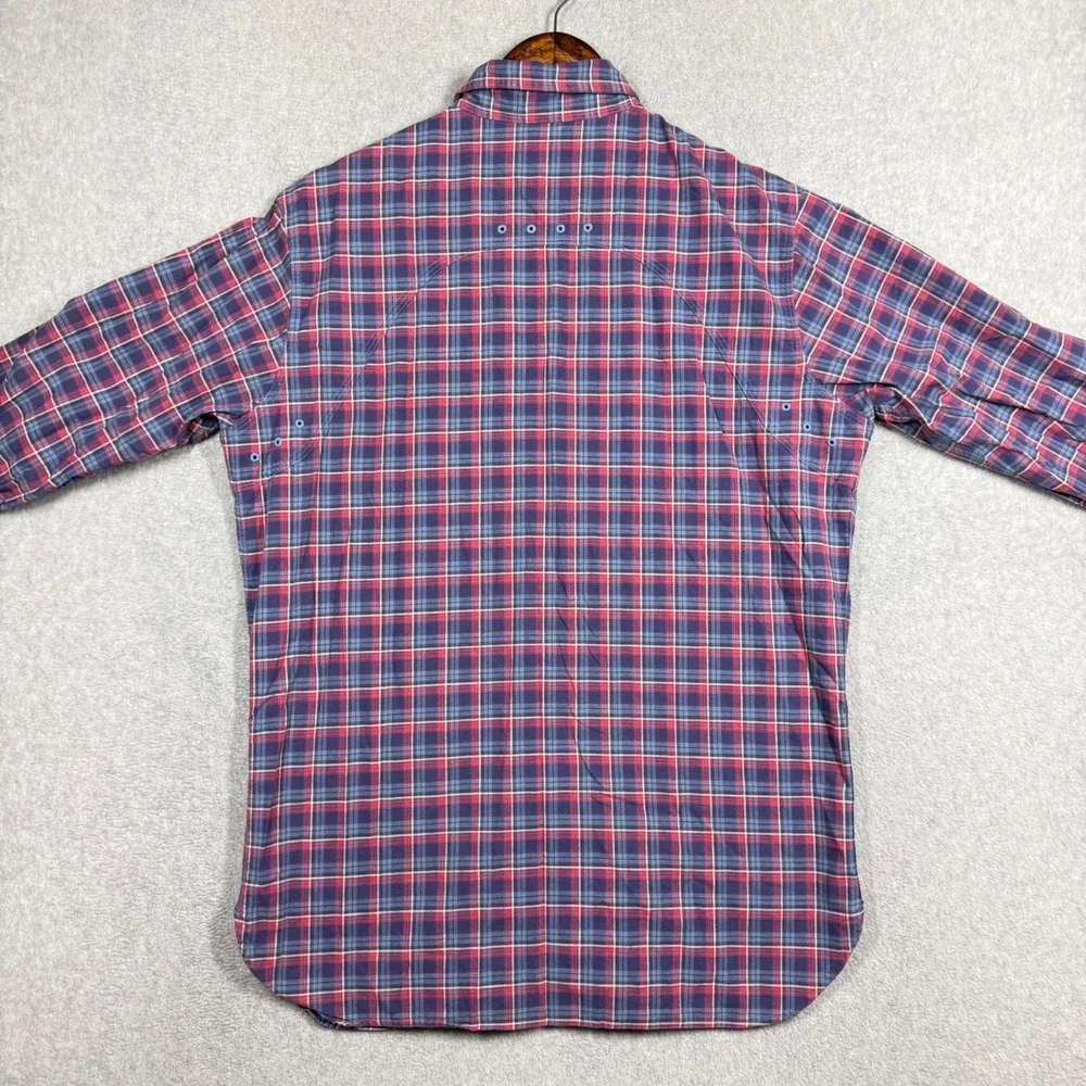 Polo Ralph Lauren Men Medium Vented Plaid Shirt Red Blue Button Down Utility